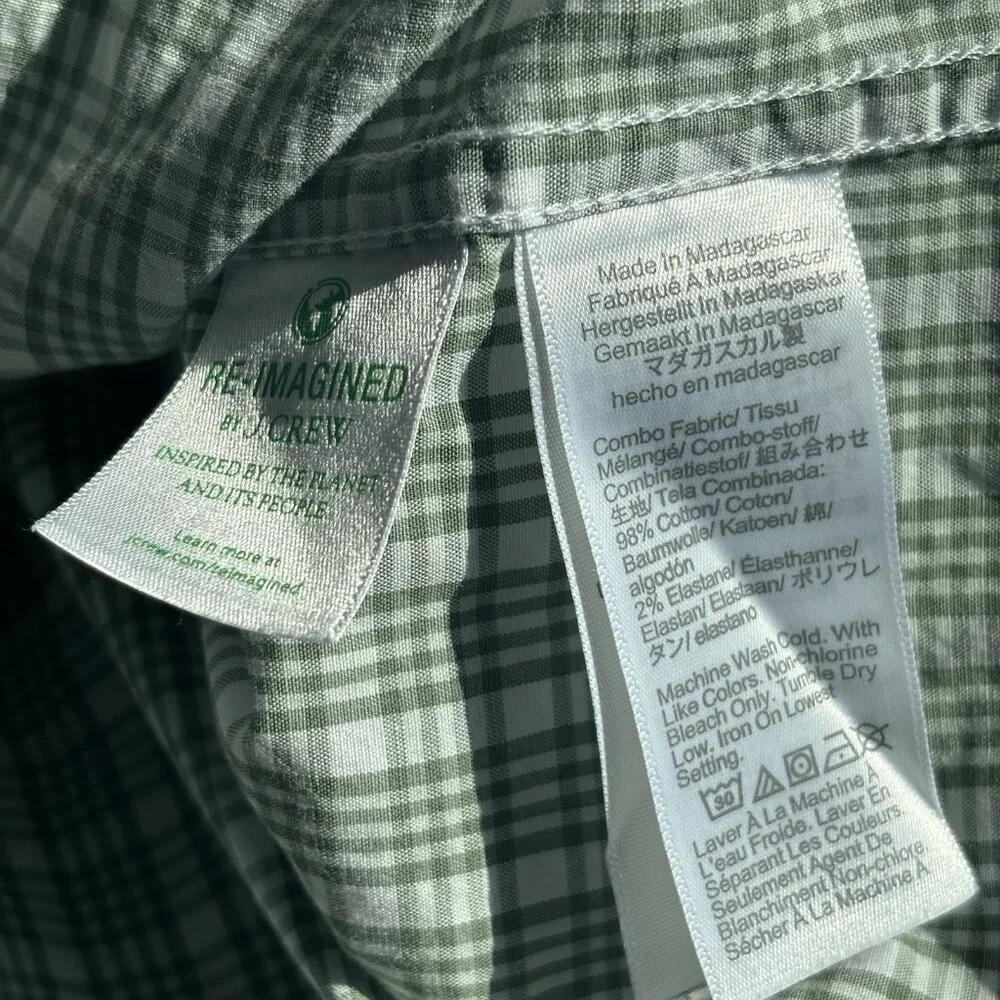 J.Crew Slim Untucked Flex Washed‎ Plaid Shirt Mens Large Preppy Office Business